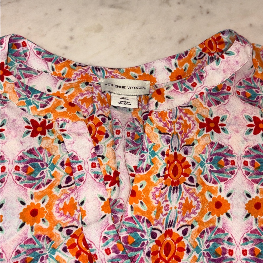 Adrienne Vittadini Multicolor Floral Blouse size XL - Picture 2 of 7